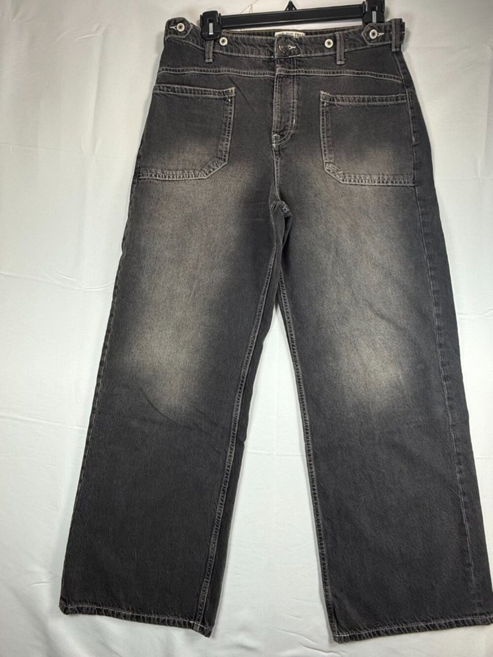 We The Free Palmer Cuffed Jeans 31 Outerspace Black Wide Leg Relaxed Slouchy